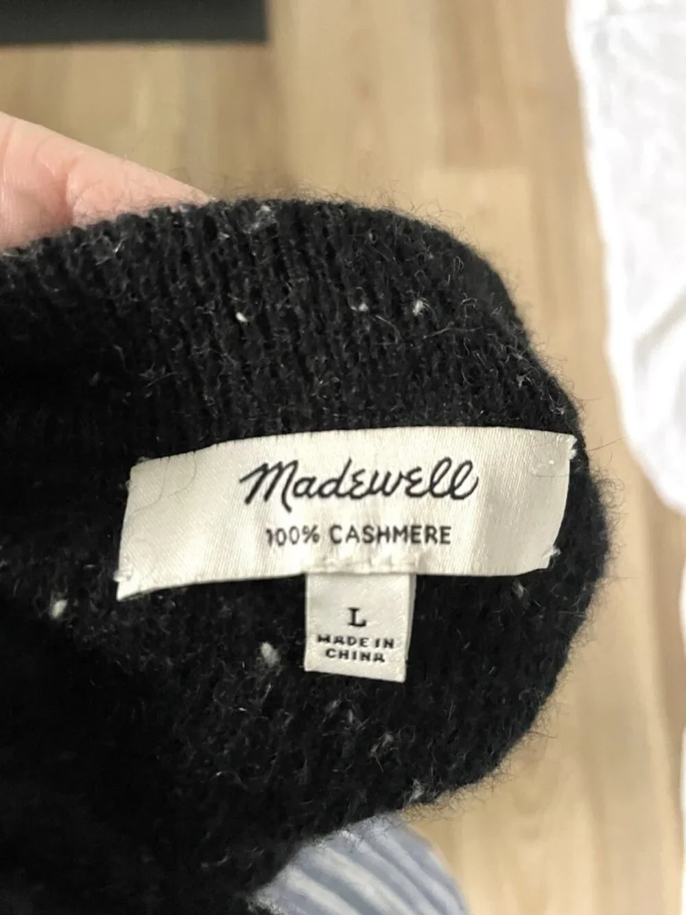 MADEWELL 100% Cashmere Sweater Pullover Classic Speckled Black size Large